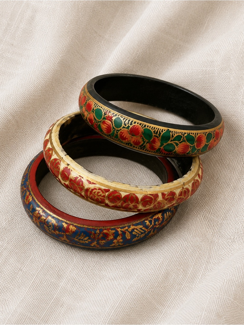 🇮🇳ARTISAN Indian Folk Hand-painted Floral and Leaf Motif Bangles